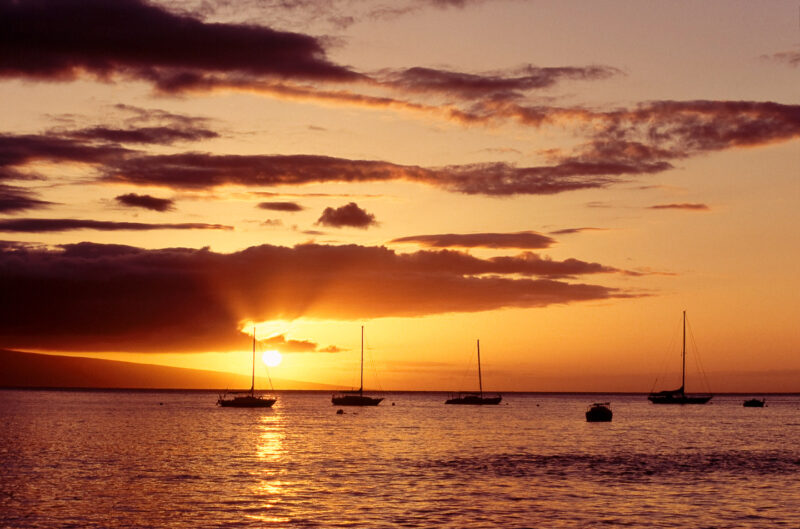 Lahaina harbour on the Island of Maui, Hawaii.