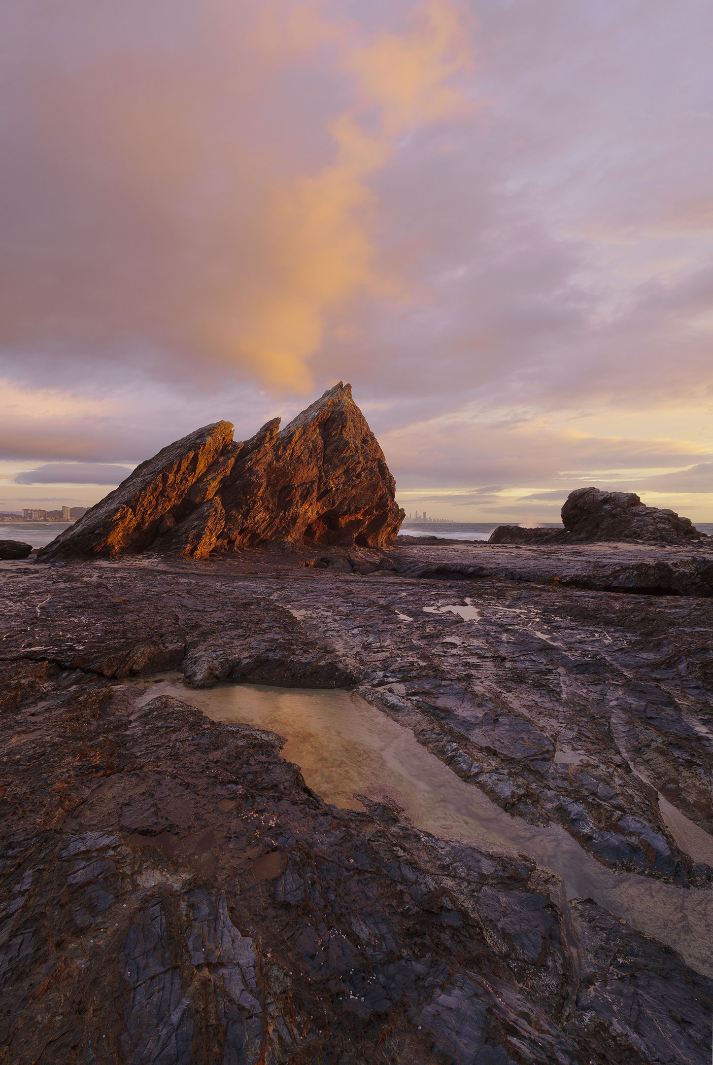 Currumbin Rock being kissed by the first light of the day, Gold Coast, Australia